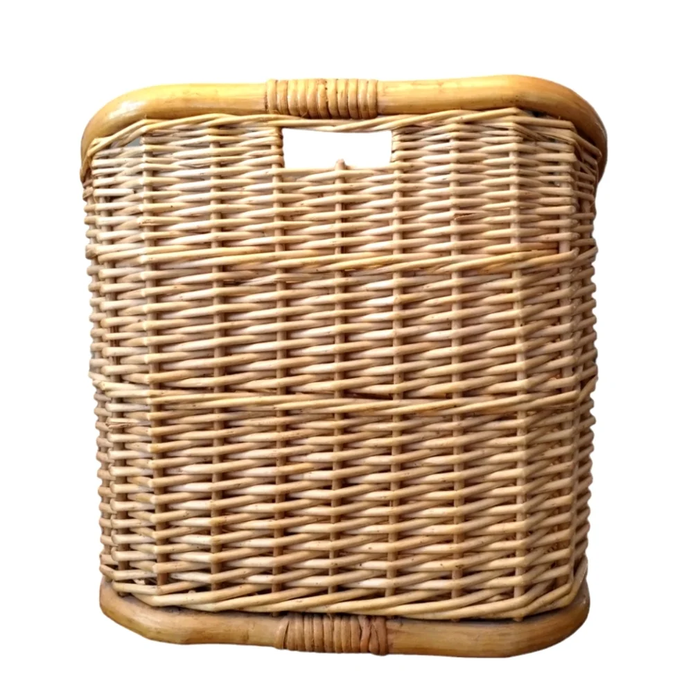 Vintage Woven Bamboo Magazine Rack Basket Lillian Vernon